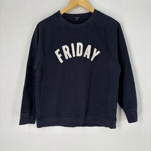 J.Crew Mercantile Womens Navy Blue Friday Graphic Raglan Sweatshirt Size L